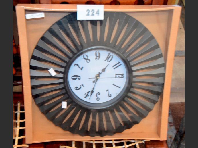 BLACK PLASTIC WALL CLOCK, 40cm Diameter