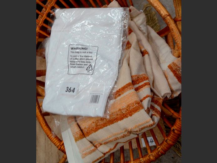 PAIR BROWN & CREAM CURTAINS & SINGLE AIRBED FITTED SHEET