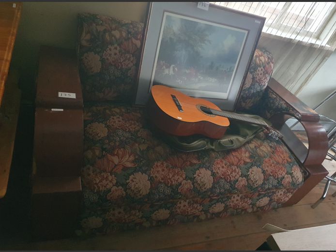 ART DECO FLORAL UPHOLSTERED 2-SEATER COUCH