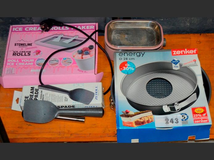 STONELINE, GERMANY, ICE CREAM ROLL MAKER, ICE CREAM SPADES, ZENKER BAKING TIN, etc [Untested]