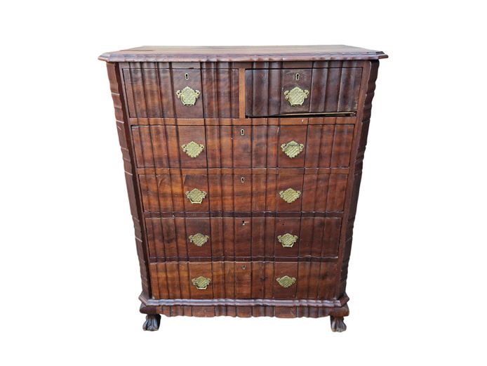 Cape Imbuia Ripple-Moulded Chest of Drawers