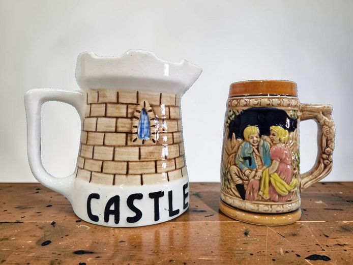 Vintage Drostdy Ware Castle Jug & Japanese Beer Stein Duo