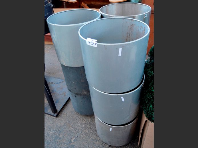 LOT OF 9: METAL PLANTERS ON CASTORS, 42cm Diameter x 35cm high