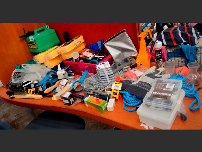 JUMBO CAR SPONGES, PETROL CANS, HINGES, etc