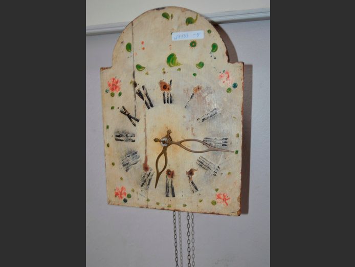 MECHANICAL WALL CLOCK, 21.5 x 12.5 x 30cm [In need of weights & restoration]