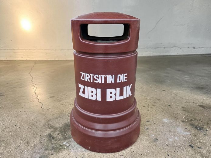 Large Vintage-Style "Zibi" Fiberglass Public Waste Bin