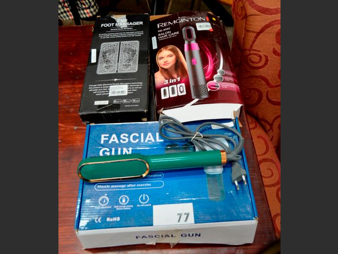 FACIAL MASSAGER, REMINGTON 2-IN-1 HAIR DRYER & A FOOT MASSAGER [Untested]