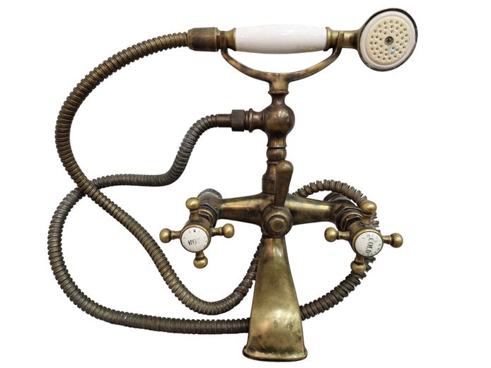 Victorian-Style Brass Bath Mixer Tap with Handheld Shower