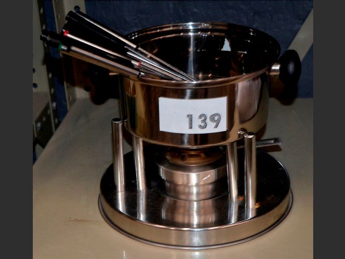 STAINLESS STEEL FONDUE SET, 32cm Diameter x 18cm High