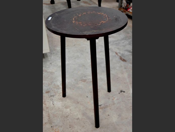 DARK STAINED DRAPE TABLE, 45cm Diamater x 68cm High [Needs re-staining]