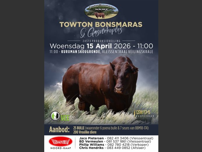 TOWTON BONSMARAS & GASVERKOPERS 24STE PRODUKSIEVEILING