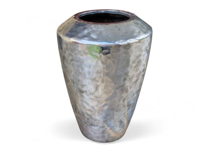 Large Silver Textured Ceramic Vase