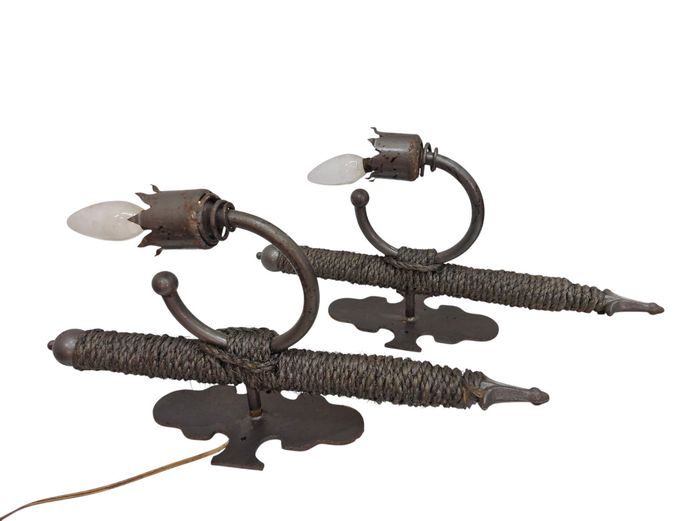 Vintage Gothic-Style Wrought Iron & Rope Wall Sconces Lights