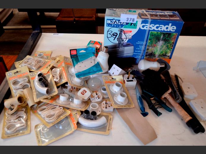 CASCADE WATER PUMP, SHOWER CURTAIN RINGS, etc [Untested]