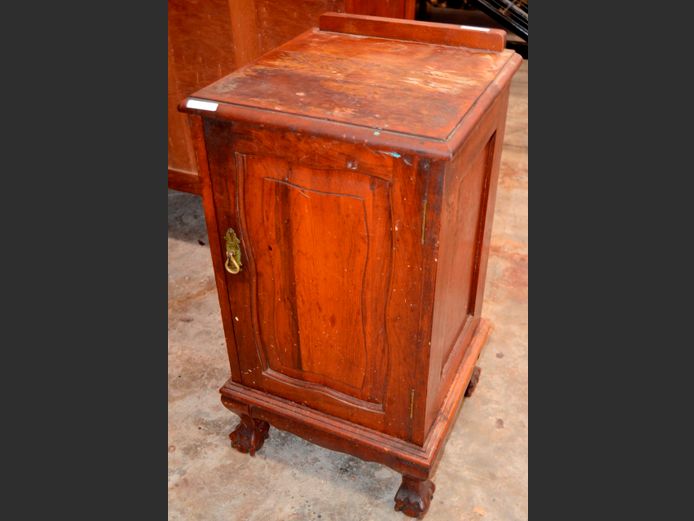 IMBUIA BALL & CLAW SINGLE DOOR PEDESTAL, 39 x 39 x 76cm [In need of some restoration]