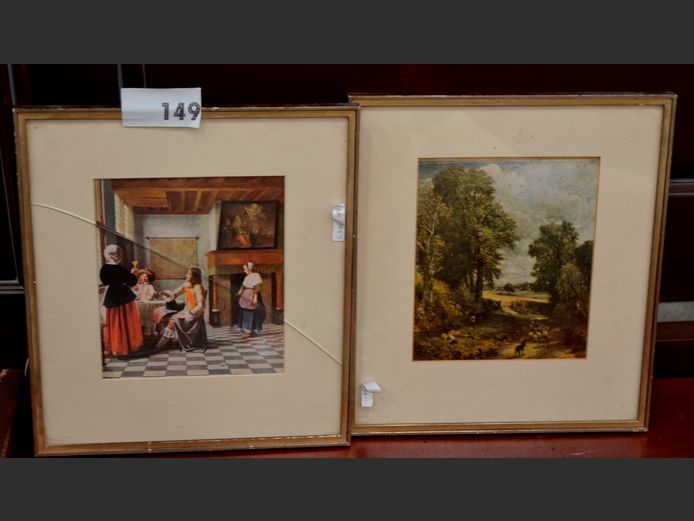 LOT OF 2 FRAMED PRINTS: LANDSCAPE & ANOTHER, 20 x 17.5cm & 21 x 17.5cm [Glass to 1 cracked]
