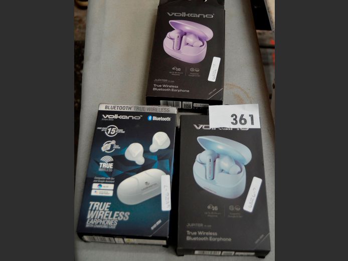 LOT OF 2 VOLKANO BLUETOOTH EARPHONES: JUPITER & SCORPIO [Untested]
