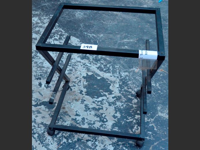BLACK METAL HI-FI STAND, 55 x 45 x 63cm [Glass needed]
