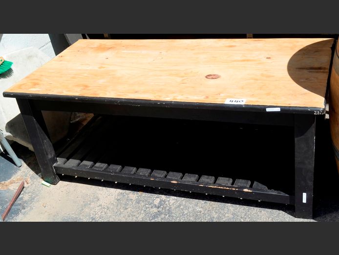 BLACK PAINTED COFFEE TABLE WITH BOTTOM SHELF, 131 x 65 x 51cm
