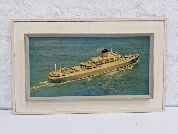 Vintage Union-Castle Line Ocean Liner Framed Lithograph Print