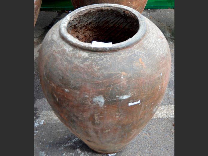 BROWN CONCRETE PLANTER, 55cm Diameter x 70cm High