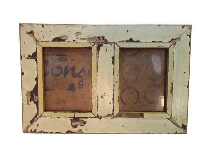 Vintage Rustic Dual-Aperture Wooden Photo Frame
