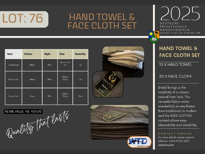 HAND TOWEL AND FACE CLOTH SET 