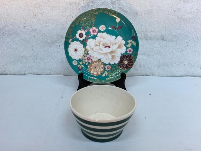 Maxwell & Williams Side Plate & Striped Ceramic Bowl Set