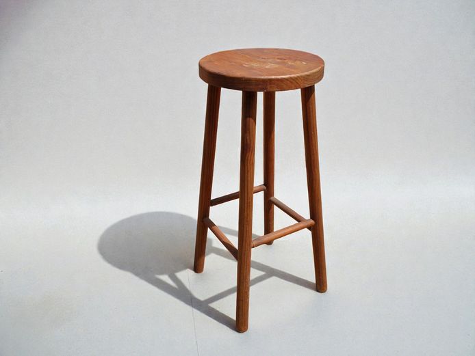 Vintage Wooden Bar Stool / Plant Stand