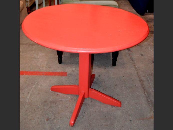 PINE UNDER RED PAINT CIRCULAR BREAKFAST TABLE, 100cm Diameter x 81cm High