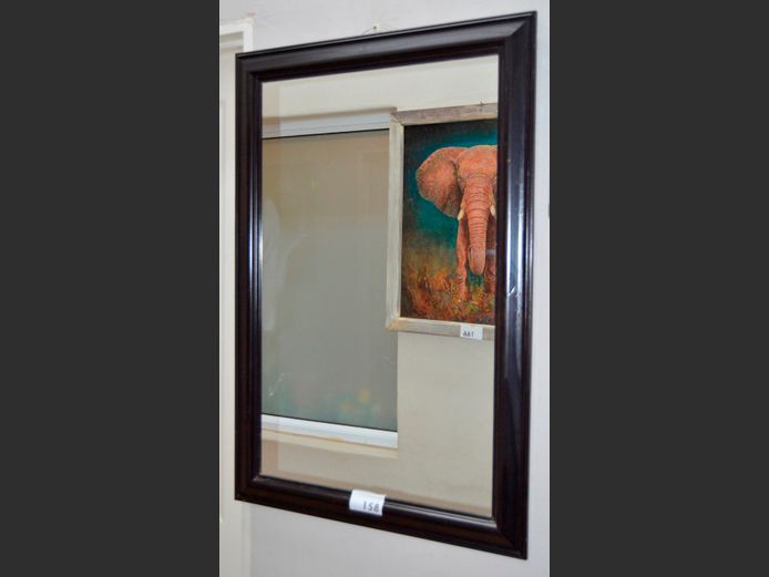 BLACK FRAMED MIRROR, 94 x 64cm