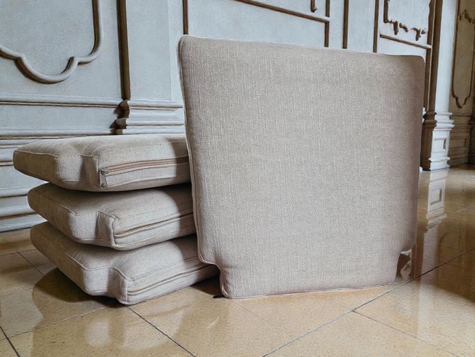 Set of Four Beige Chair Seat Cushions 