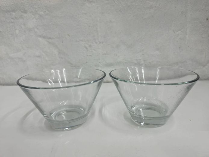 Pair of Conical Clear Glass Bowls