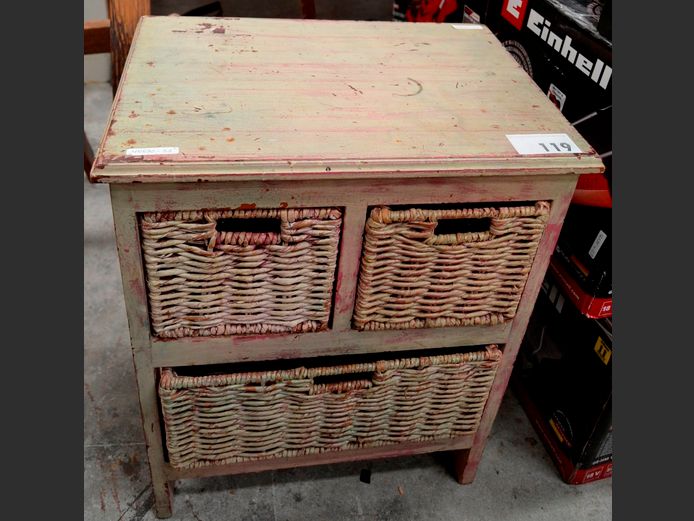 PAINT TECHNIQUE 2-OVER-1 WICKER DRAWER PEDESTAL, 50 x 36 x 62cm [Needs re-painting]