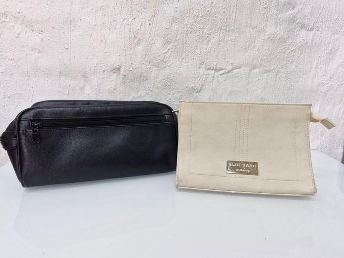 Elie Saab "Le Parfum" Designer Pouch and Black Faux-Leather Shaving Bag