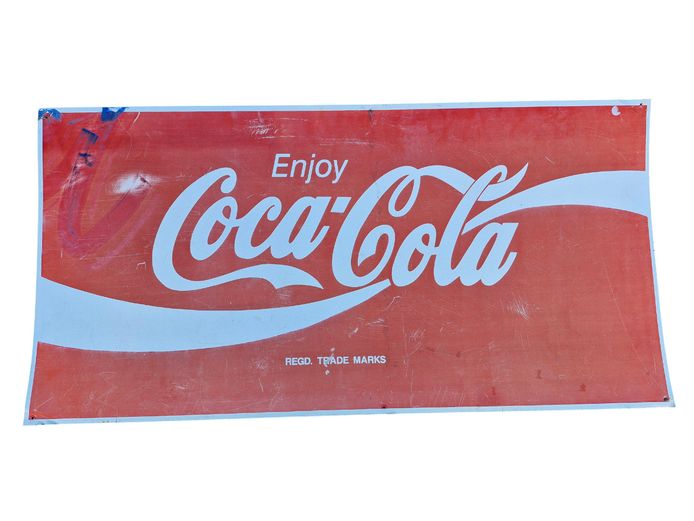 Large Vintage "Enjoy Coca-Cola" Metal Advertising Sign