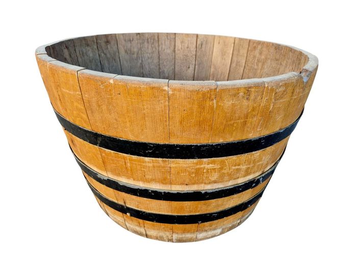 Large Vintage French Oak Half Barrel 