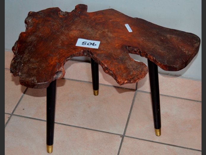 FUNKY WOODEN TOP SIDE TABLE, 57 x 43 x 38cm