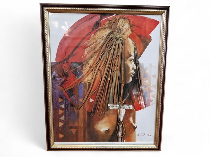 Derric Van Rensburg "Himba Maiden in Ceremonial Dress" Framed Print