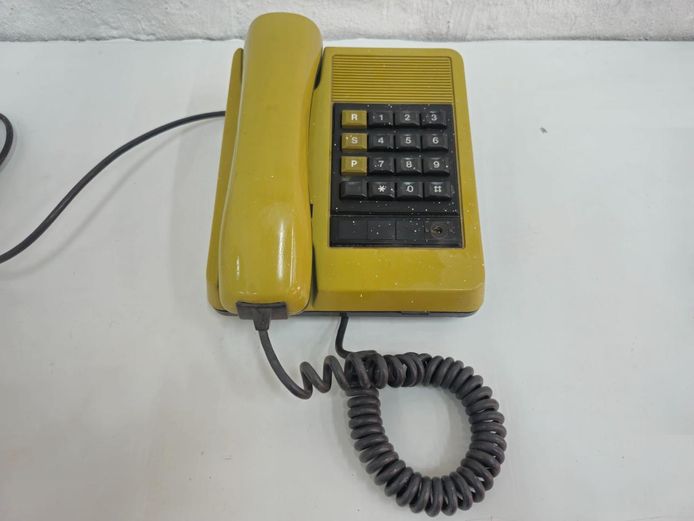 Vintage Retro Mustard Yellow Push-Button Telephone
