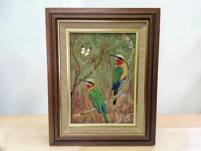 Original Oil Painting: "White-fronted Bee-eaters" by Y. Soutter