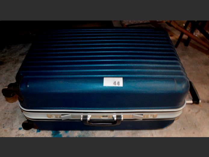 BLUE HARD SHELL SUITCASE, 48 x 30 x 72cm