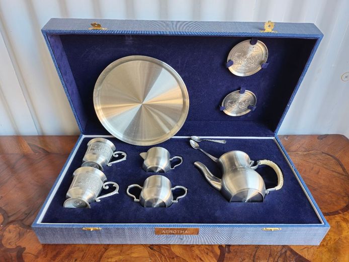 Vintage Pewter Tea Set "AeroThai"