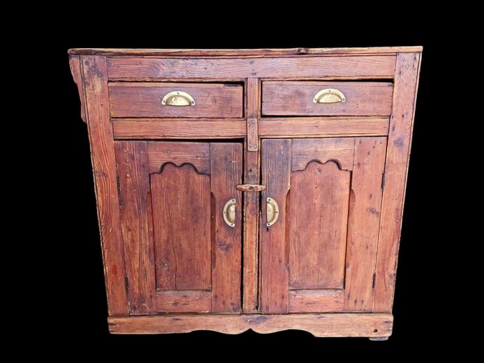 Antique Rustic Pine Farmhouse Sideboard