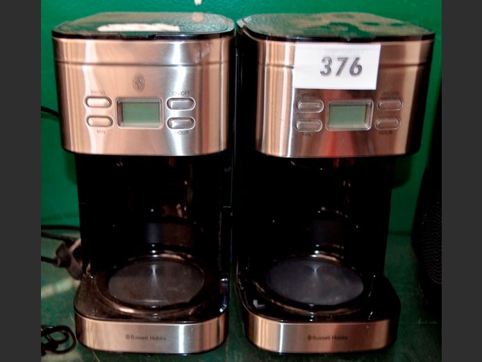 LOT OF 2: RUSSELL HOBBS COFFEE PERCOLATORS, [Switch on, damage to 1, no pots, untested further]