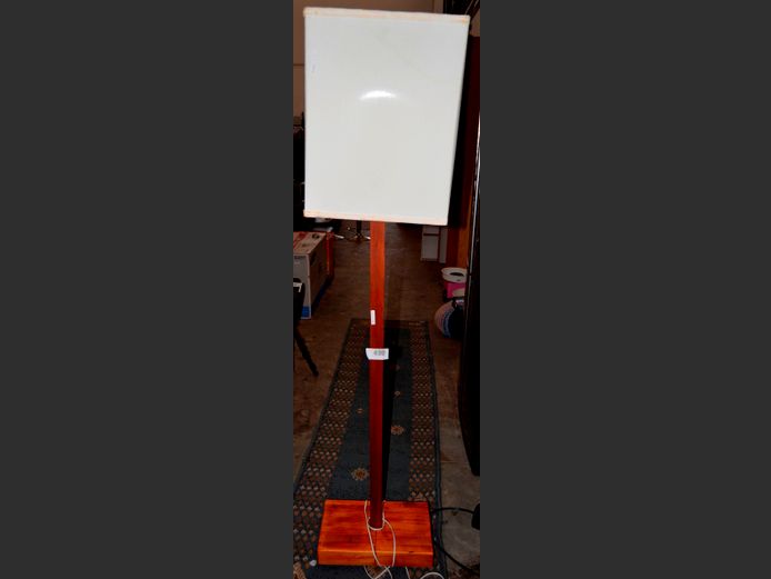 STAINED PINE STANDING LAMP WITH SHADE, 133cm High