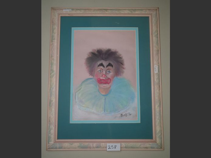 FRAMED PASTEL "CLOWN", 34 x 49cm