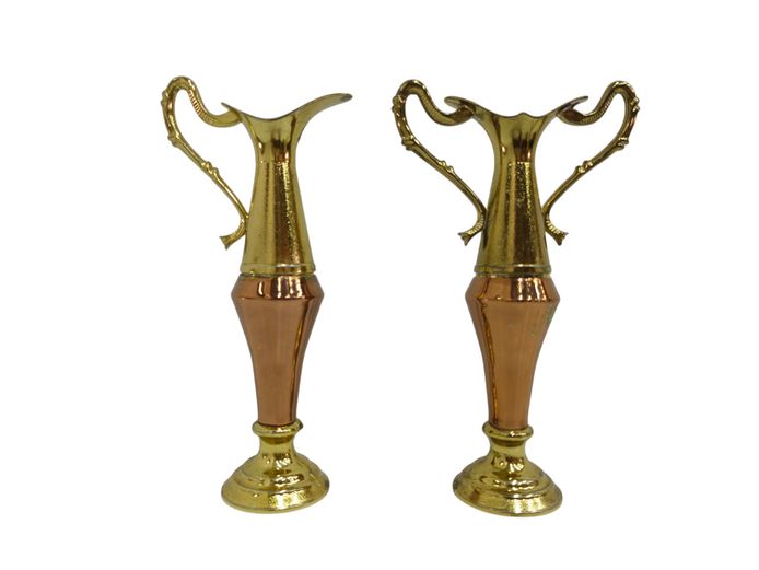 Vintage Copper and Brass-Plated Miniature Vases, Made in England