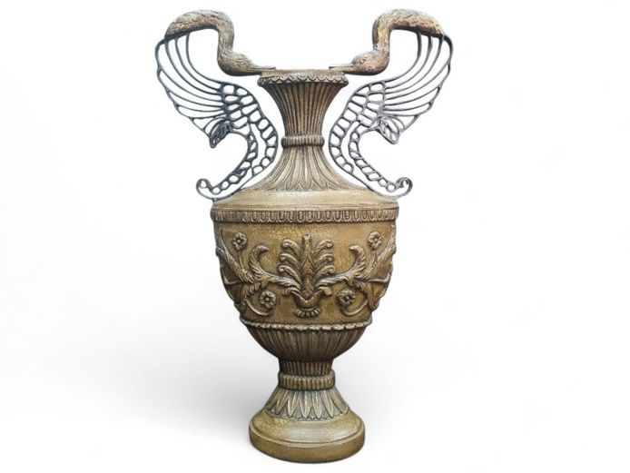 Large Classic Greco-Roman Resin Urn with Swan Handles