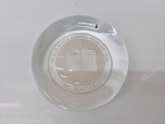 Rolls-Royce Owners Club of S.A. Glass Paperweight